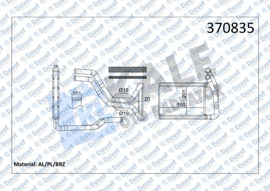 KALE 370835 Kalorifer Radyatoru Hyundai I10 Ii Borulu [Brazing] [201x190x20]